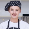 fashion high quality strinpes print europe restaurant che hat waiter waitress cap