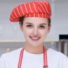 fashion high quality strinpes print europe restaurant che hat waiter waitress cap