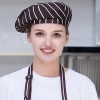 fashion high quality strinpes print europe restaurant che hat waiter waitress cap