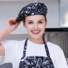 fashion high quality strinpes print europe restaurant che hat waiter waitress cap