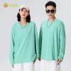 long sleeve solid combed cotton tshirt waiter waitress polo shirt uniform