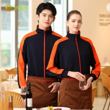 2022 autumn thicken waiter jacket work  staff patchwork uniform restaurant waiter