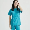 fashion Europe style elegant female nurse dentist workwear uniform jacket pant Color Turquoise