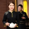 spring autumn bright collar hem traditional style coffee bar restaurant waiter jacket workwear uniform