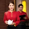 spring autumn bright collar hem traditional style coffee bar restaurant waiter jacket workwear uniform