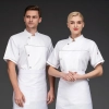 fashion economical short sleeve grey chef blazer chef blouse uniform jacket