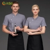 fashion economical short sleeve grey chef blazer chef blouse uniform jacket