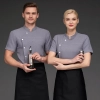 fashion economical short sleeve grey chef blazer chef blouse uniform jacket