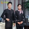 aututmn winter long sleeve stripes collar waiter blouse jacket uniform with apron