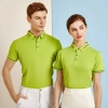 high quality solid color company work tshirt uniform waiter chef custom logo supported