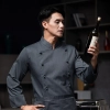 2022 autumn double breasted upgrade restaurant chef jacket coat uniform cloth button Color Grey