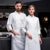 Europe style invisual button side open chef jacket chef uniform Color White