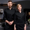 Europe style double breasted side open chef jacket coat both for women men Color Black