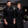 fashion design side open restaurant chef women jacket coat working wear Color Black