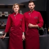 France design side open button less chef women jacket coat working wear