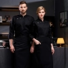 side opening 3 buttons restaurant chef women jacket coat working wear unisex Color Black