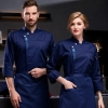 side opening vintage Chinese food restaurant chef coat women chef uniform Color Navy Blue