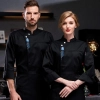 side opening vintage Chinese food restaurant chef coat women chef uniform Color Black