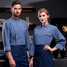 light blue bakery food restaurant chef coat men women chef jacket uniform