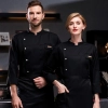 light blue bakery food restaurant chef coat men women chef jacket uniform Color Black