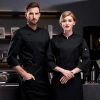 2023 traditional side open restaurant chef coat men women chef jacket uniform Color Black