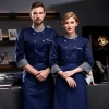 2023 Italy restaurant contrast collar cuff chef coat Chinese chef jacket uniform Color Navy Blue
