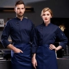 2023 Italy restaurant solid color chef coat chef jacket uniform Color Navy Blue