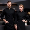 2023 Italy restaurant solid color chef coat chef jacket uniform Color Black