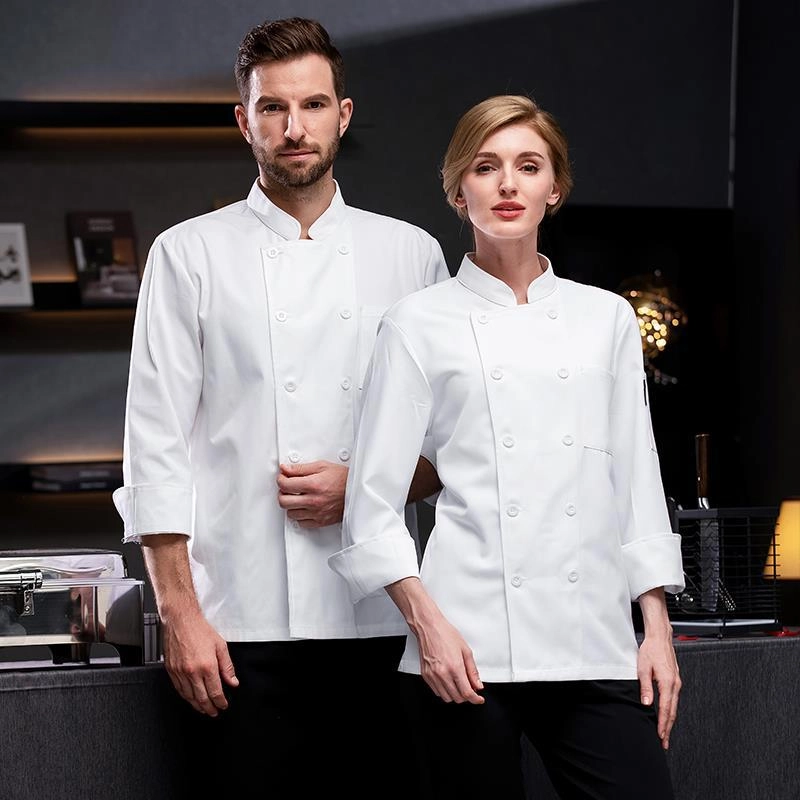 2023 white restaurant Bread store chef coat jacket uniform front open double breasted