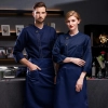 2023 restaurant staff Bread bakery Pastry chef coat jacket uniform front open double breasted Color Navy Blue