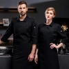 upgrade fashion female male chef jacket unisex design Color Black
